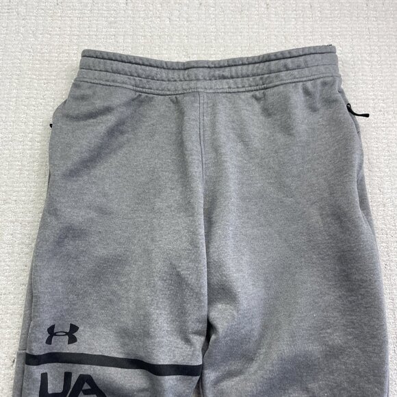 Under Armour Sweatpants Mens L Grey Hockey Coldgear Fitted Fleece Drawstring - Picture 2 of 9